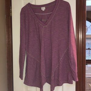 Anthropologie tan and pink multi striped top
